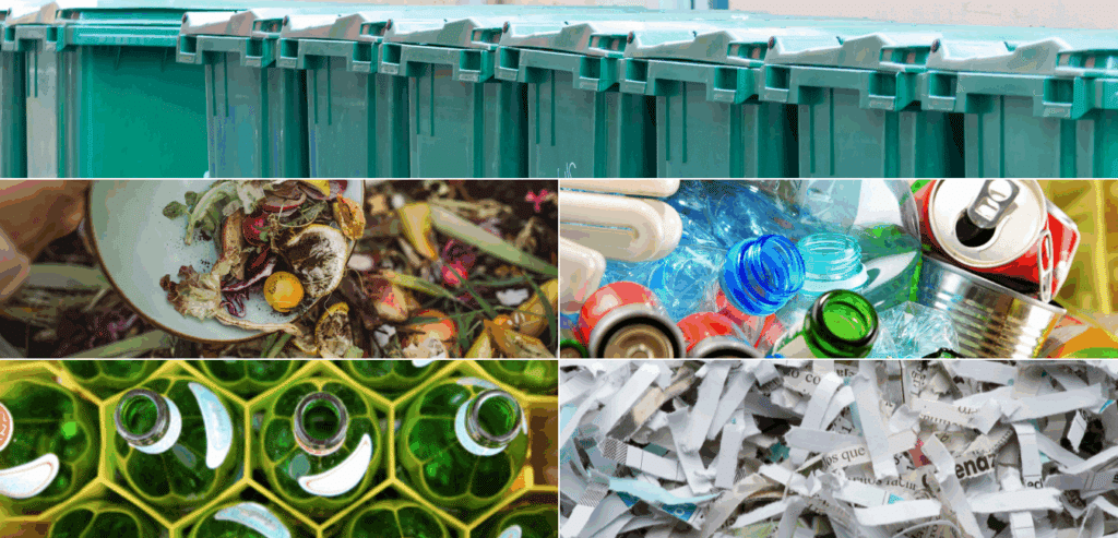 Dry Mixed recycling - glass, paper, plastuc.