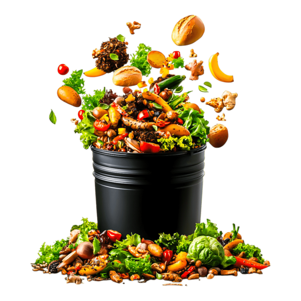 overflowing bucket of food waste