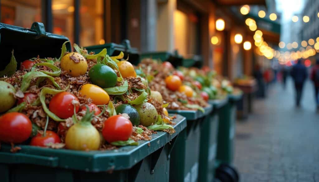 Picture of food waste in a commercial bin waiting to be collected for recycling